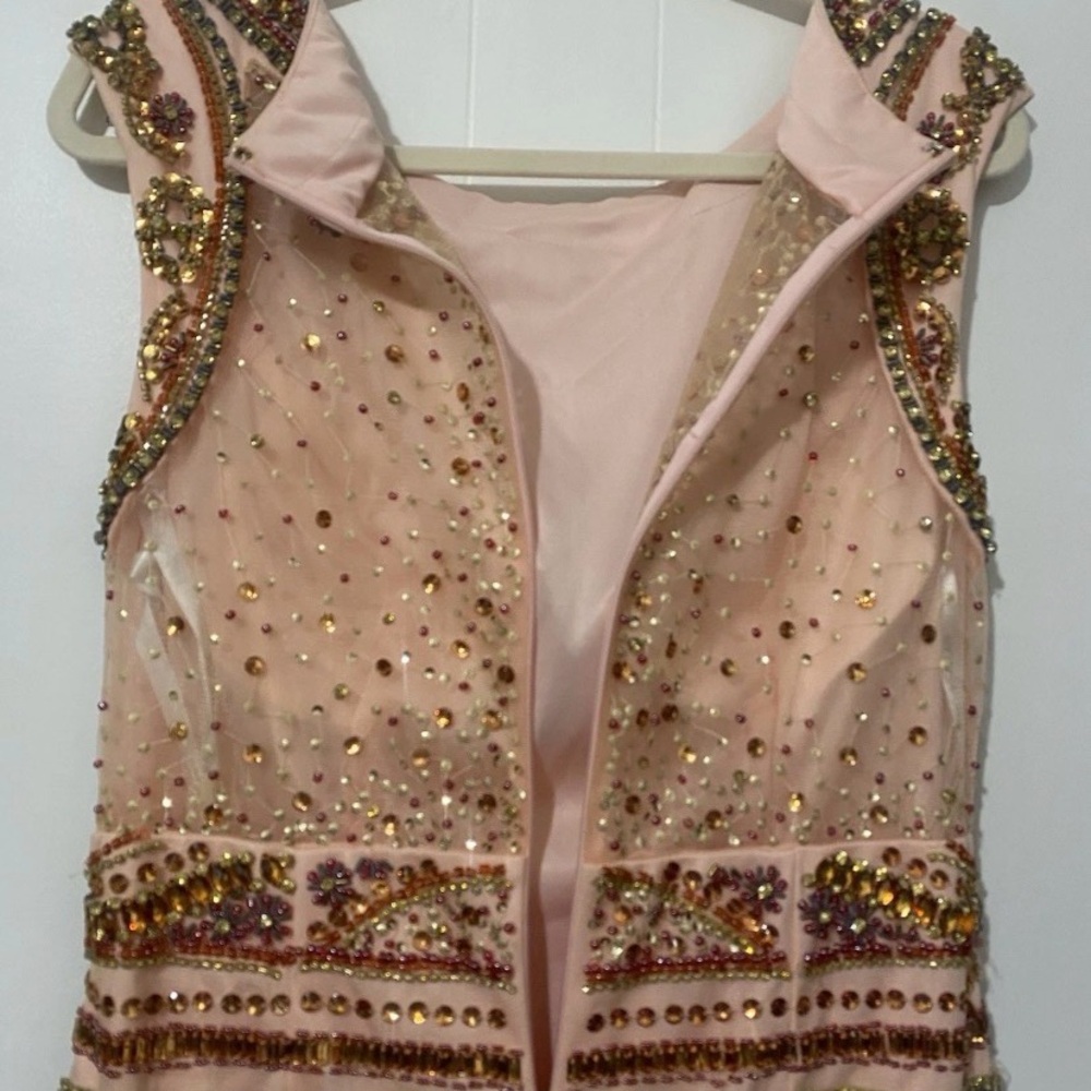 Rachel Allan Cocktail Size 16 Pink Gold Beaded Homecoming Party Dance Mini Dress - Picture 7 of 13